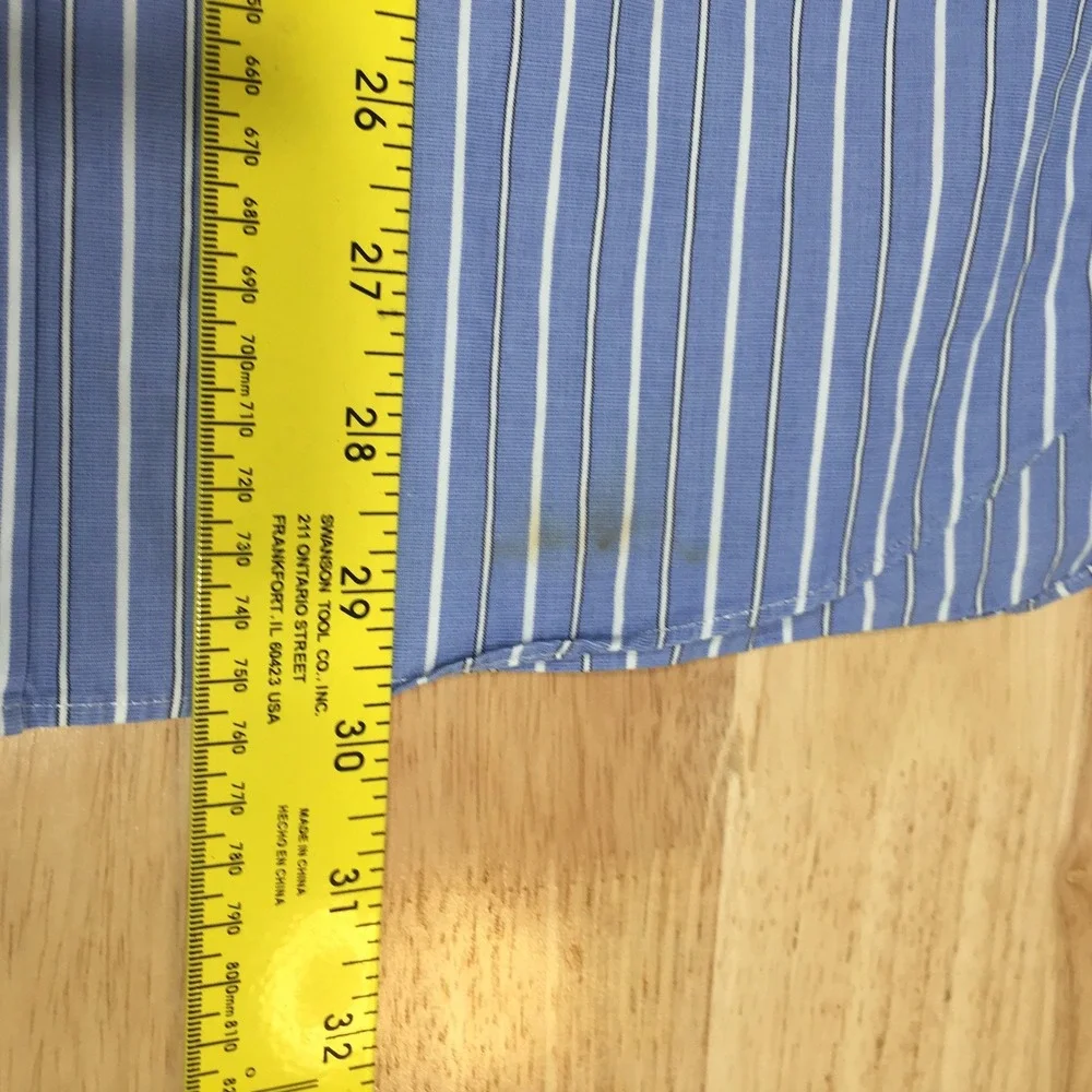 J.Crew Mens Blue White Striped 80s 2-Ply Cotton Button Down Shirt Size M 15-15.5